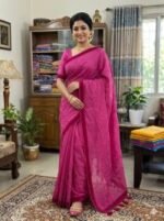 Lightweight Easy Drape Embroidery Premium Half Silk Saree | হালকা ও আরামদায়ক ফ্যাশন শাড়ি । MNK SHOP - Image 4