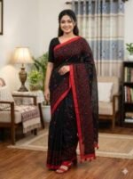 Lightweight Easy Drape Embroidery Premium Half Silk Saree | হালকা ও আরামদায়ক ফ্যাশন শাড়ি । MNK SHOP - Image 5