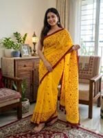 Lightweight Easy Drape Embroidery Premium Half Silk Saree | হালকা ও আরামদায়ক ফ্যাশন শাড়ি । MNK SHOP - Image 7