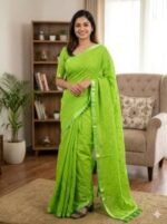 Lightweight Easy Drape Embroidery Premium Half Silk Saree | হালকা ও আরামদায়ক ফ্যাশন শাড়ি । MNK SHOP - Image 8