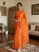Lightweight Easy Drape Embroidery Premium Half Silk Saree | হালকা ও আরামদায়ক ফ্যাশন শাড়ি । MNK SHOP