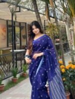 Chanderi silk Saree with blause pcs | চান্দেরি সিল্ক শাড়ি । MNK SHOP - Image 3