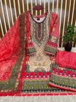 Deluxe High Density Work Digital Print Three Piece Selection | ডেলুক্স হাই ডেনসিটি কাজ ট্রেন্ডি থ্রি পিস সিলেকশন । MNK SHOP