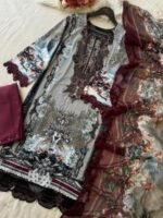 Elegant Lace Detail Digital Print Three Piece Style | অভিজাত লেস ওয়ার্ক সুন্দর থ্রি পিস স্টাইল । MNK SHOP - Image 2