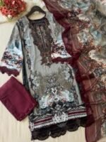 Elegant Lace Detail Digital Print Three Piece Style | অভিজাত লেস ওয়ার্ক সুন্দর থ্রি পিস স্টাইল । MNK SHOP - Image 3