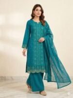 Vibrant Floral Motif Unstitch Three Piece | চমৎকার ফ্লোরাল মোটিফ সুন্দর থ্রি পিস । MNK SHOP - Image 5