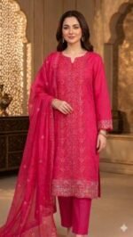 Vibrant Floral Motif Unstitch Three Piece | চমৎকার ফ্লোরাল মোটিফ সুন্দর থ্রি পিস । MNK SHOP - Image 2