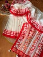 Exclusive Block Half silk screen print saree with blause pcs | এক্সক্লুসিভ ব্লক প্রিন্ট সুন্দর শাড়ি । MNK SHOP - Image 4