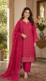 Heavy Jorjet Work Block Print Three Piece Wear | ভারী জর্জজেট কাজ প্রিন্টেড থ্রি পিস ওয়্যার । MNK SHOP - Image 10