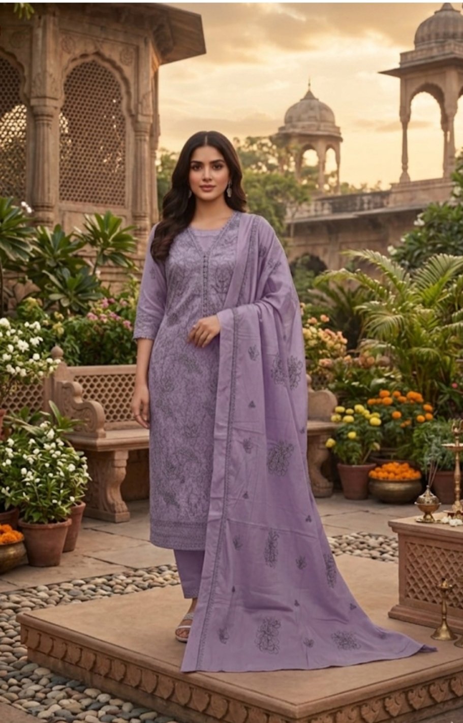 1787985589_L_4 Heavy Jorjet Work Unstitch Three Piece | ভারী জর্জজেট কাজ নতুন থ্রি পিস । MNK SHOP - Image 1