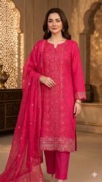 Attractive Set Unstitch Three Piece | আকর্ষণীয় সেট ট্রেন্ডি থ্রি পিস । MNK SHOP