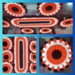 7 Pieces Orange, Chocolate & White Crochet Table Mat Set with 30 Inch Table Runner | Handmade Dining Placemat Set | MNK SHOP - Image 2