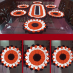 7 Pieces Orange, Chocolate & White Crochet Table Mat Set with 30 Inch Table Runner | Handmade Dining Placemat Set | MNK SHOP - Image 6