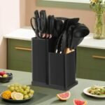 19-Piece Premium Silicone Kitchen Utensil & Knife Set | Food-Grade Silicone, 3Cr13 Stainless Steel ও Beechwood Handle | Dual Organizer | MNK SHOP - Image 7