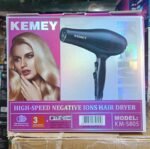Kemei KM-5805 Negative Ion Hair Dryer | 1000W High Speed Hair Dryer | 2 Speed & 3 Heat Settings | MNK SHOP - Image 6