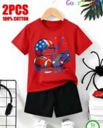 2-Piece Boys Summer Outfit | Graphic Printed T-Shirt with Soft Denim Shorts | MNK SHOP - Image 3