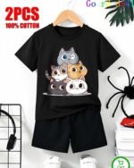 2-Piece Boys Summer Outfit | Graphic Printed T-Shirt with Soft Denim Shorts | MNK SHOP