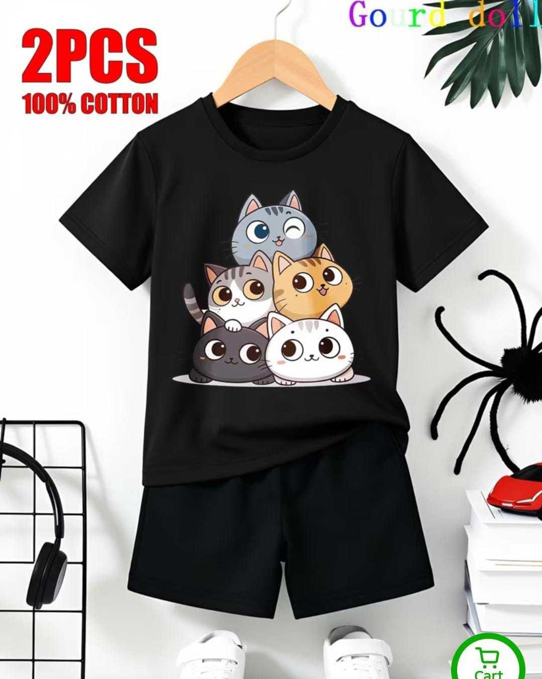 2311da81f72ba0cc48d00ca8991eadc3_2200x2200q80 2-Piece Boys Summer Outfit | Graphic Printed T-Shirt with Soft Denim Shorts | MNK SHOP - Image 1