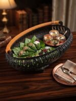 Decorative Paan Dala Serving Tray | Oval Plastic Pan Tray with Handle | পান সাজানো ও পরিবেশনের ডেকোরেটিভ ডালা | MNK SHOP - Image 2
