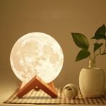 3D Printed Moon Lamp Night Light | Realistic Moon Texture with Interlocking Wooden Stand | MNK SHOP
