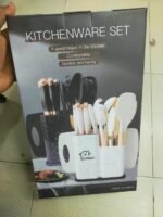 19-Piece Premium Silicone Kitchen Utensil & Knife Set | Food-Grade Silicone, 3Cr13 Stainless Steel ও Beechwood Handle | Dual Organizer | MNK SHOP - Image 3