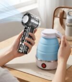 02 COMBO: High Speed Cooling Handheld Fan + Portable Foldable Electric Kettle Combo Pack | Summer & Travel Essentials | MNK SHOP