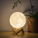 3D Printed Moon Lamp Night Light | Realistic Moon Texture with Interlocking Wooden Stand | MNK SHOP - Image 8