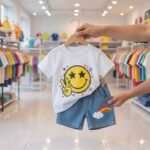 2-Piece Boys Casual Set | 100% Cotton Stacked Cartoon Cats Black T-Shirt with Shorts | MNK SHOP - Image 2