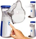 1 Piece JSL-W302 Portable Mesh Nebulizer | Mini Handheld Ultrasonic Nebulizer | USB + 2×AA Battery | Adult & Child Masks | Silent Mist | Auto Shut-Off | Blue & White | MNK SHOP - Image 4
