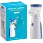 1 Piece JSL-W302 Portable Mesh Nebulizer | Mini Handheld Ultrasonic Nebulizer | USB + 2×AA Battery | Adult & Child Masks | Silent Mist | Auto Shut-Off | Blue & White | MNK SHOP - Image 5
