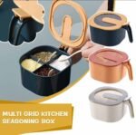 4 Grid Multi-Grid Spice Organizer Box | 4 Compartments Masala Box | Food-Grade PP/ABS | 4 Spoons Included | Dust-Proof Lid | Dark Green | MNK SHOP - Image 5