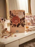 Premium 3D Floral Paper Gift Bag | Peach & White Pop-Out Flower Design with Gold Rope Handles | Wedding Birthday Gift Bag | MNK SHOP - Image 4