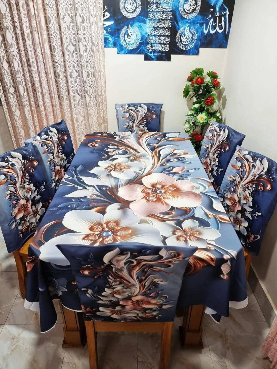 MNK-SHOP-3D-Table-Mat-88 Premium Table Cloth with Chair Covers, চেয়ার কভারসহ ডাইনিং ক্লথ | MNK SHOP - Image 1