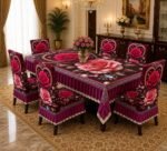 Royal Velvet Dining Table Cover Set, রয়্যাল ভেলভেট ডাইনিং টেবিল কাভার ও চেয়ার সেট | MNK SHOP - Image 3