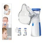 1 Piece JSL-W302 Portable Mesh Nebulizer | Mini Handheld Ultrasonic Nebulizer | USB + 2×AA Battery | Adult & Child Masks | Silent Mist | Auto Shut-Off | Blue & White | MNK SHOP - Image 2