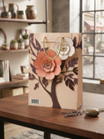 Premium 3D Floral Paper Gift Bag | Peach & White Pop-Out Flower Design with Gold Rope Handles | Wedding Birthday Gift Bag | MNK SHOP - Image 8