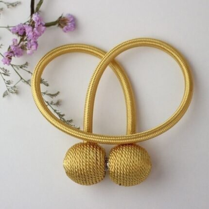 Magnetic Curtain Tieback | Pearl Magnetic Curtain Holdback | No Drill Window Curtain Holder | 16 Inch Rope | MNK SHOP