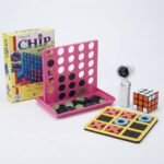 04 COMBO: 4-in-1 Kids & Family Game Combo Pack | Connect Four, Tic-Tac-Toe, 3×3 Speed Cube & 1800mAh Turbo Fan | Travel Friendly Games & Cooling | MNK SHOP