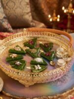 Luxury Golden German Silver Pandan Tray | Gold Plated Decorative Gift Basket with Handle | Wedding Dala & Pan Dan Decor | MNK SHOP - Image 6