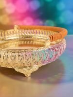 Luxury Golden German Silver Pandan Tray | Gold Plated Decorative Gift Basket with Handle | Wedding Dala & Pan Dan Decor | MNK SHOP - Image 5
