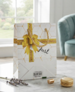 1 Piece Set Premium White & Gold Paper Gift Bag | Just for You Design with Gold Rope Handles | Wedding Birthday Gift Bag | MNK SHOP - Image 4
