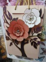 Premium 3D Floral Paper Gift Bag | Peach & White Pop-Out Flower Design with Gold Rope Handles | Wedding Birthday Gift Bag | MNK SHOP - Image 3