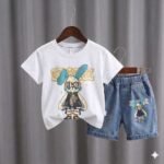 2-Piece Boys Casual Set | 100% Cotton Stacked Cartoon Cats Black T-Shirt with Shorts | MNK SHOP - Image 4