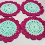 6 Pieces Turquoise & Hot Pink Crochet Table Mat Set 7 Inch & 9 Inch Handmade Dining Placemat | MNK Shop - Image 2