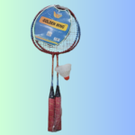 Golden Wing 101 Medium Size Badminton Racket Pair Set (2 Pcs) - Dark Red Blue Stripe Frame, Pre-Strung, with Cable Cover & Free Plastic Shuttlecock | গোল্ডেন উইং ১০১ মাঝারি সাইজ ব্যাডমিন্টন র‍্যাকেট জোড়া সেট | MNK SHOP - Image 2