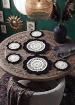 6 Pieces Black & White Crochet Table Mat Set 6 Inch & 9 Inch Handmade Dining Placemat | MNK Shop - Image 7