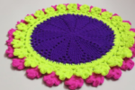 1 Piece 10 Inch Pink, Yellow & Navy Blue Handmade Cotton Crochet Table Mat | Round Dining Placemat | MNK Shop - Image 3