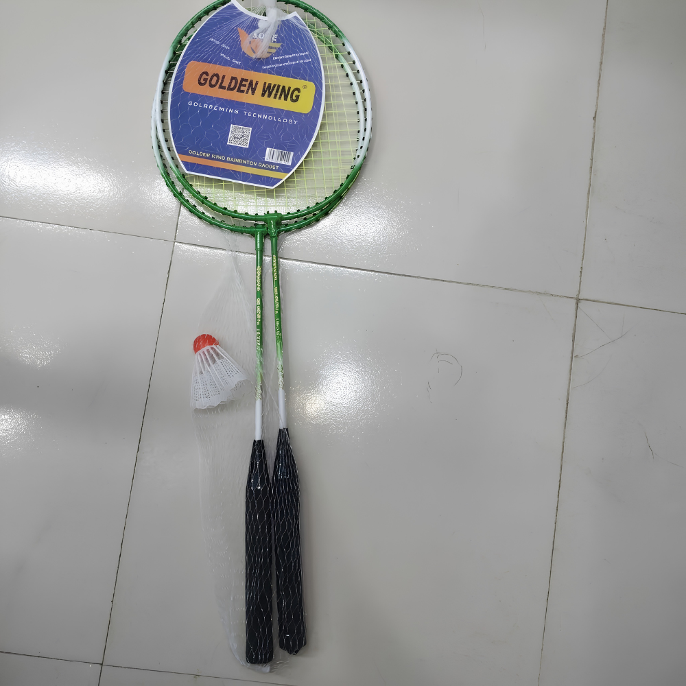 18ab0e4ae20e45bbd08757d266649a7c_2200x2200q80 Golden Wing 102 Large Size Badminton Racket Pair Set (2 Pcs) - Green Frame, High-Tension Pre-Strung, Full Cover Bag & Free Shuttlecock | গোল্ডেন উইং ১০২ বড় সাইজ ব্যাডমিন্টন র্যাকেট জোড়া সেট | MNK SHOP - Image 1
