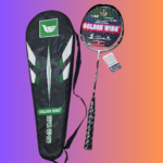 Golden Wing Super GW-907 Single Badminton Racket - Metallic Silver Black Shaft, Carbon Texture Design, High-Tension White Nylon String, Full Zipper Cover Bag | গোল্ডেন উইং সুপার জিডব্লিউ-৯০৭ ব্যাডমিন্টন র‍্যাকেট সিঙ্গেল এলিট প্যাক | MNK SHOP