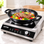 1 Piece Aston Multifunction Infrared Cooker | Stainless Steel Body & Crystal Glass Top with Manual Knob | MNK SHOP - Image 2